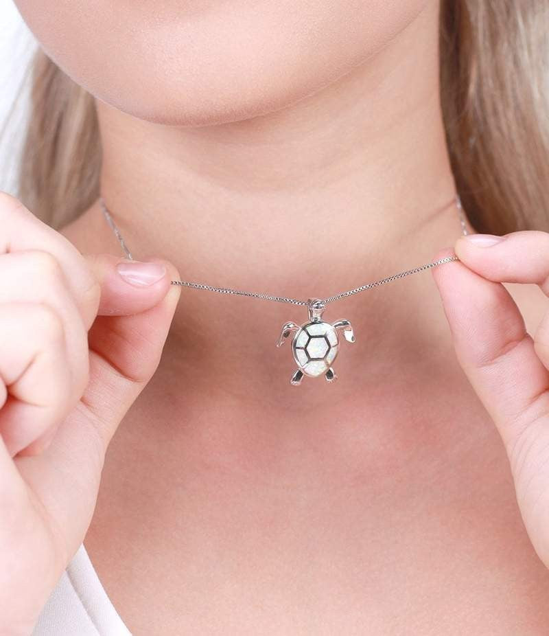 Blue Opal Sea Turtle Necklace