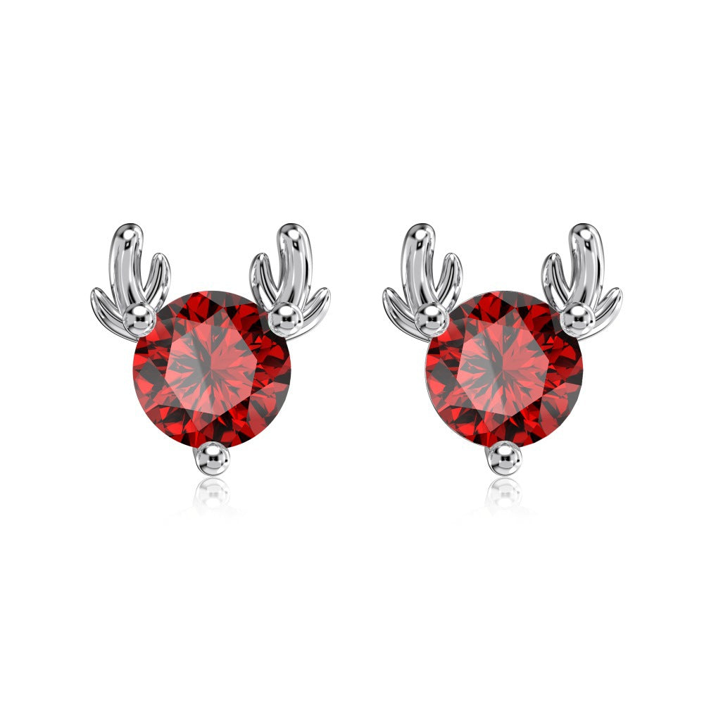 925 Sterling Silver Elk Antler Stud Earrings