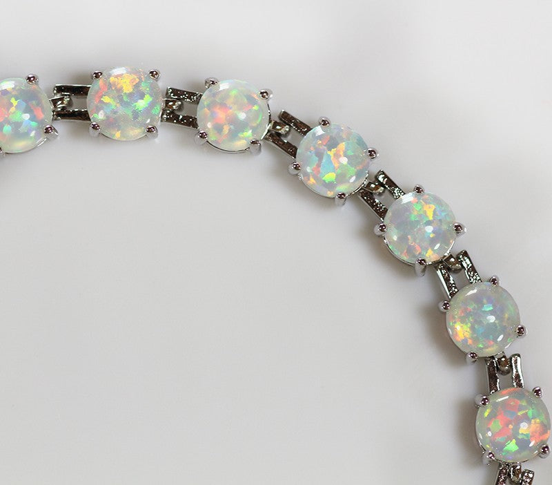 Natural White Opal Oval Bracelet