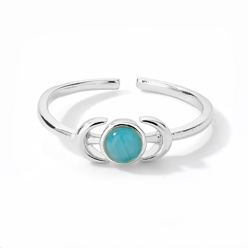 Moon Phase Opal Ring in 925 Sterling Silver | Gold and Silver Opal Bridal Ring | October Birthstone Gift for Her