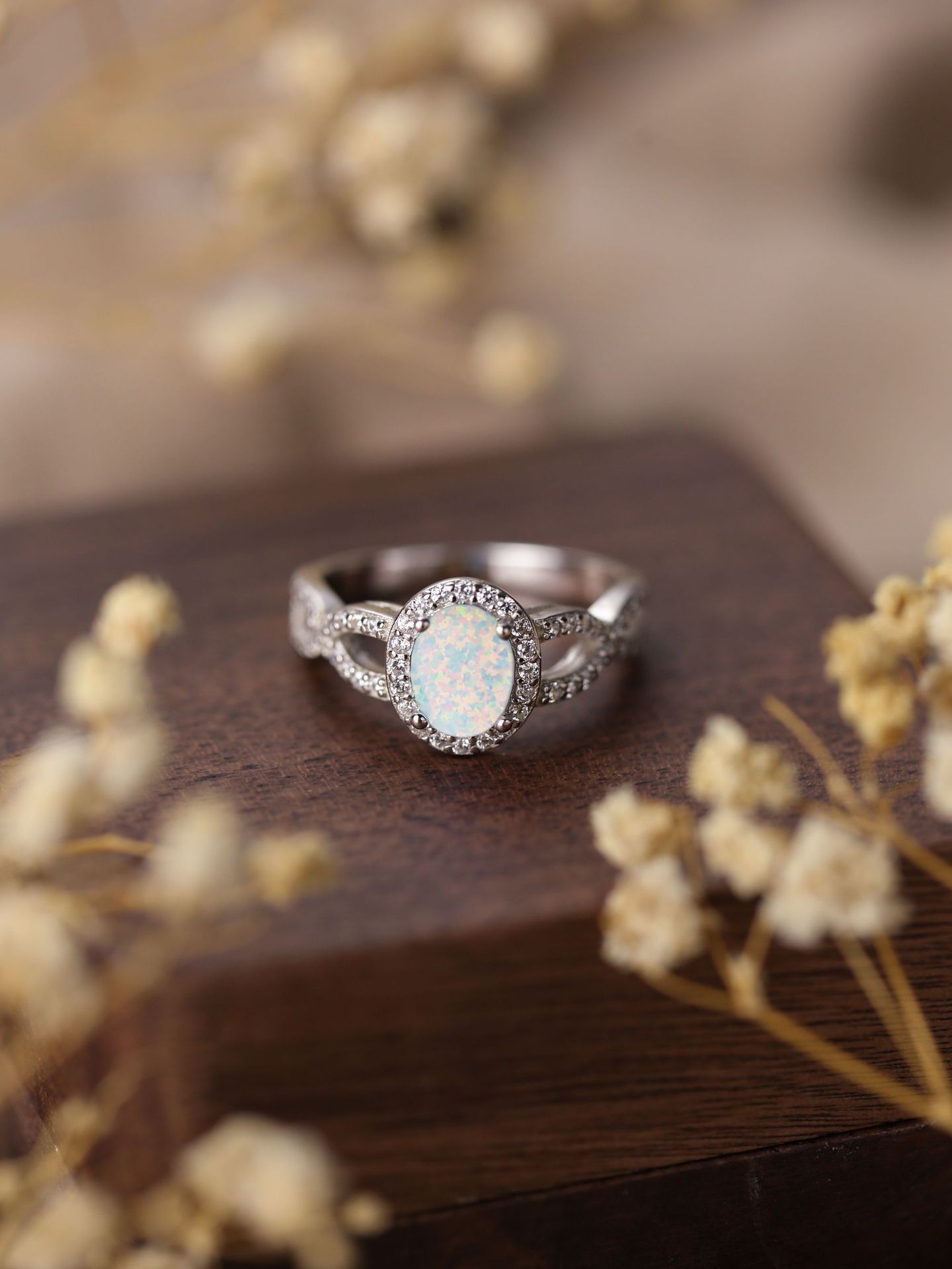 Oval Opal Ring in S925 Sterling Silver | Classic Oval Opal Gemstone Ring | October Birthstone Gift for Her