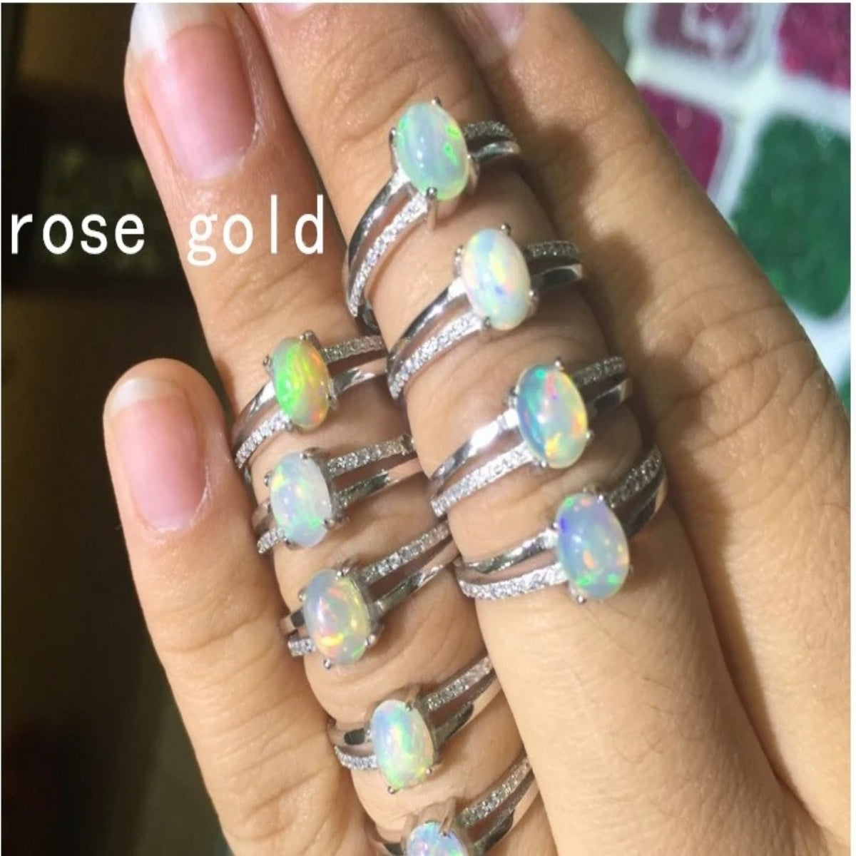 Natural Australian Opal Ring in Sterling Silver | Genuine Australian Opal Gemstone Ring | October Birthstone Gift for Her