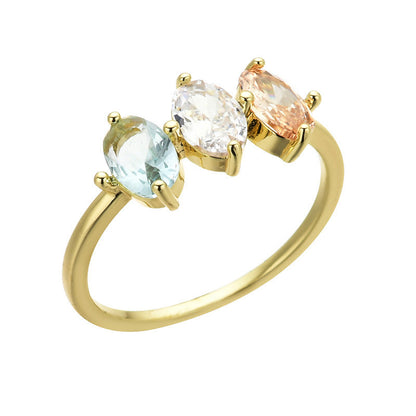 Three Stone Opal Gemstone Ring in Sterling Silver | Minimalist October Birthstone Ring Elegant Gift for Her
