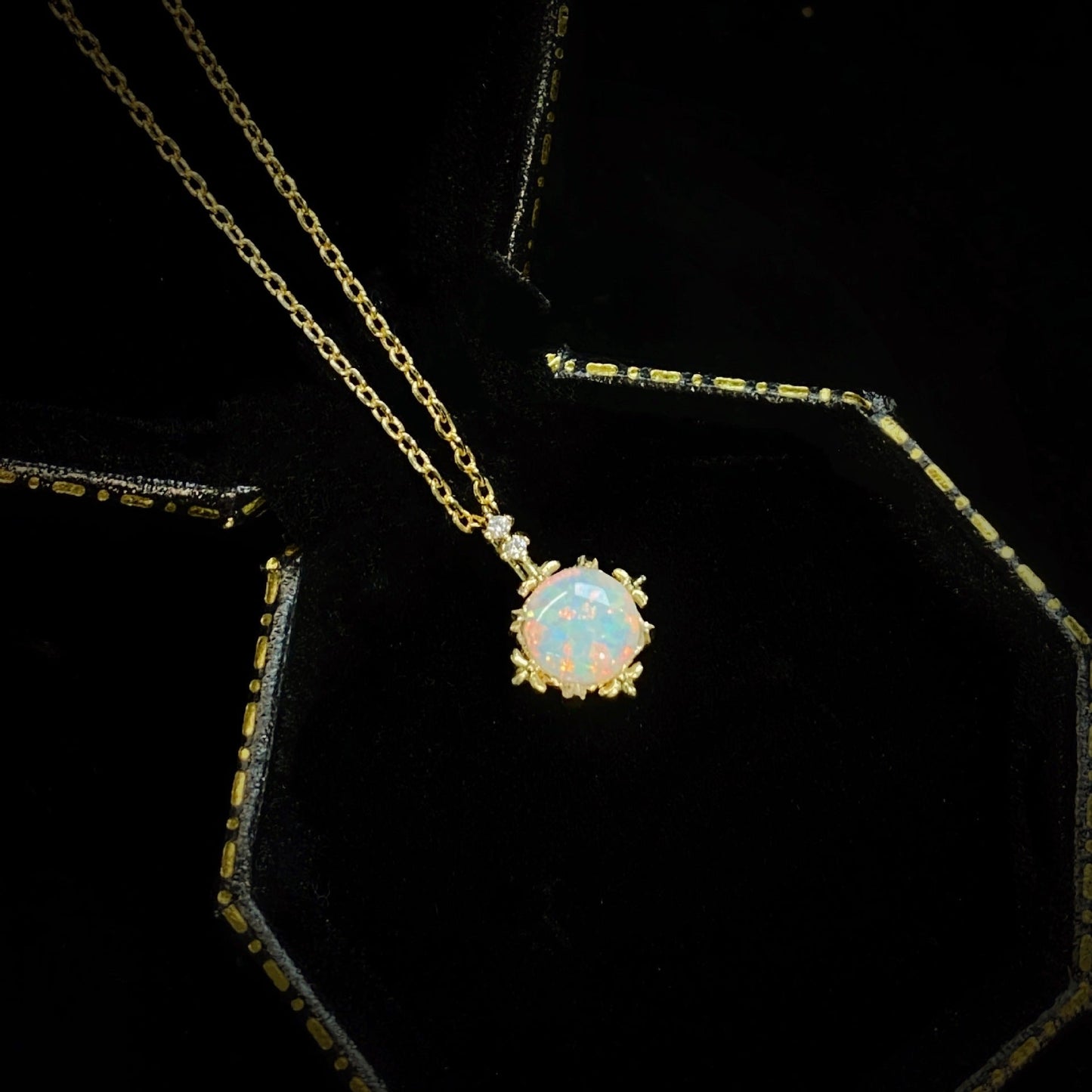 Round Opal Pendant Necklace