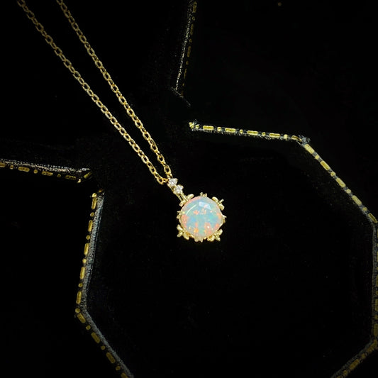 Round Opal Pendant Necklace