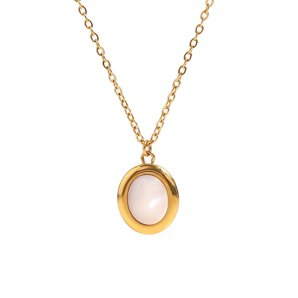 Minimalist Oval Mother of Pearl Necklace