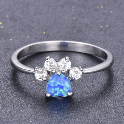 Heart Shaped Opal Ring in 925 Sterling Silver | Bridal and Valentine Gift for Her