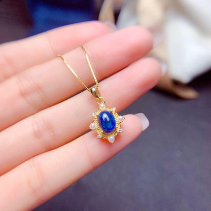 Silver Blue Opal Ring and Pendant Set | Matching Opal Jewelry Set | October Birthstone Gift for Her