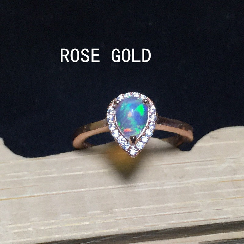 Natural Opal Inlaid Ring in 925 Sterling Silver | Genuine Opal Gemstone Ring | October Birthstone Gift for Her