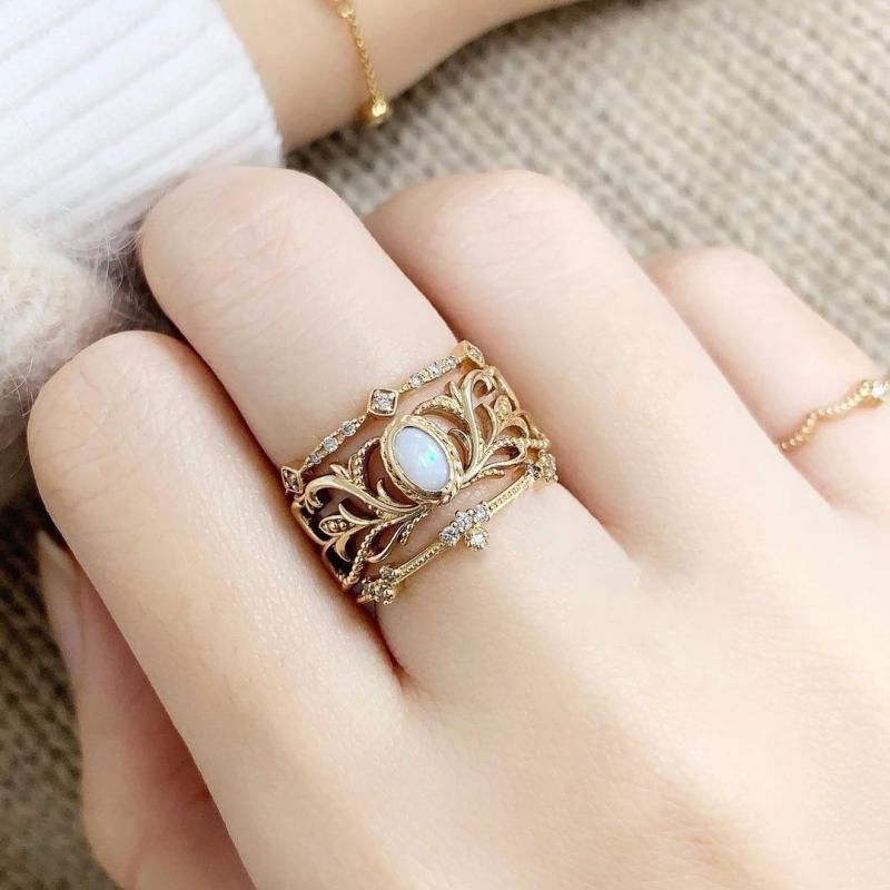 Fashionable Multi Fire Opal Ring | Trendy Colorful Opal Gemstone Ring | October Birthstone Gift for Her
