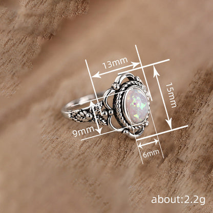 Retro Flower Opal Ring | Vintage Floral Opal Gemstone Ring | October Birthstone Gift for Her