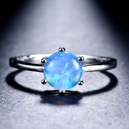 Elegant Opal Solitaire Ring in Sterling Silver | Classic Opal Solitaire Engagement Ring | October Birthstone Gift for Her