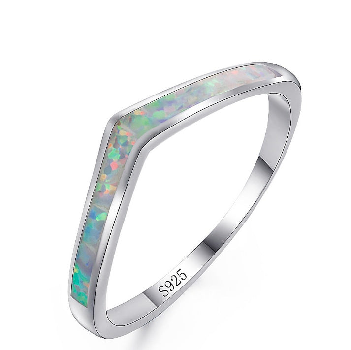 Mystic Ocean Blue Opal Fire Ring in 925 Sterling Silver | Blue Fire Opal Ring | October Birthstone Gift for Her