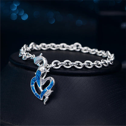 Silver Classic Blue Opal Pendant Bracelet