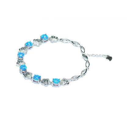 Natural Blue Opal Silver Bracelet