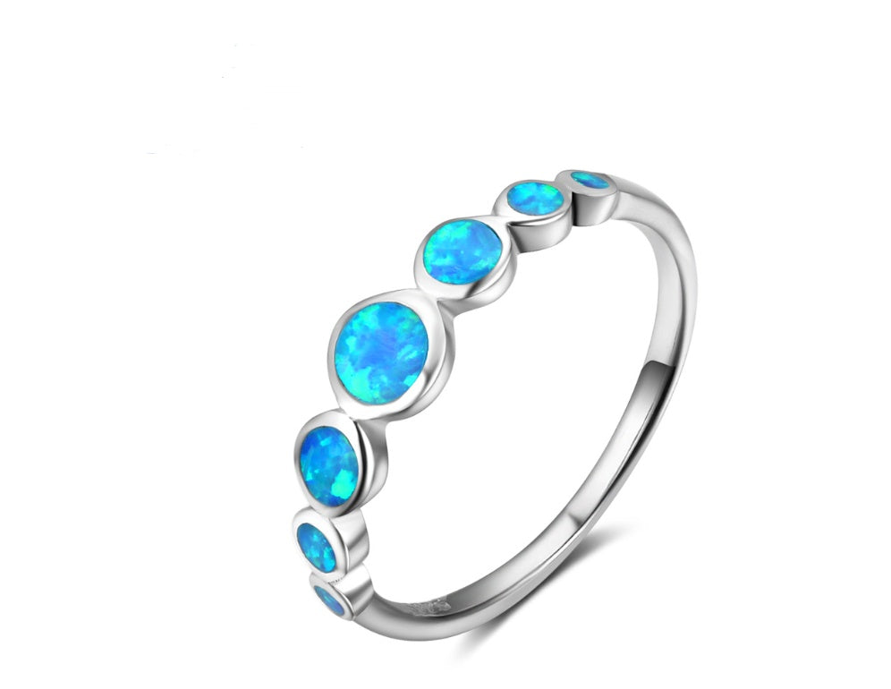Mosaic Opal Gemstone Ring in 925 Sterling Silver | Handmade Style October Birthstone Ring Gift for Her