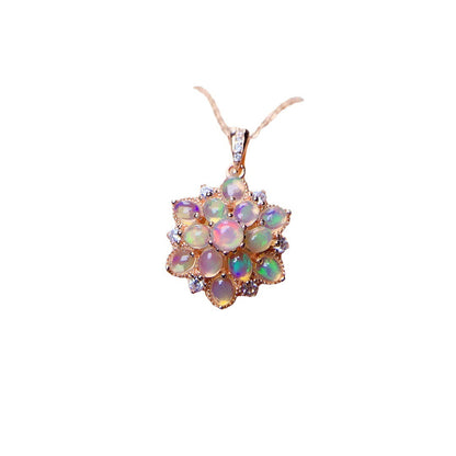 Natural Ethiopian Opal Flower Necklace