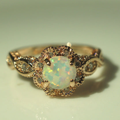 Multi Fire Opal Ring in Sterling Silver | Vibrant Multicolor Opal Statement Ring | October Birthstone Gift for Her