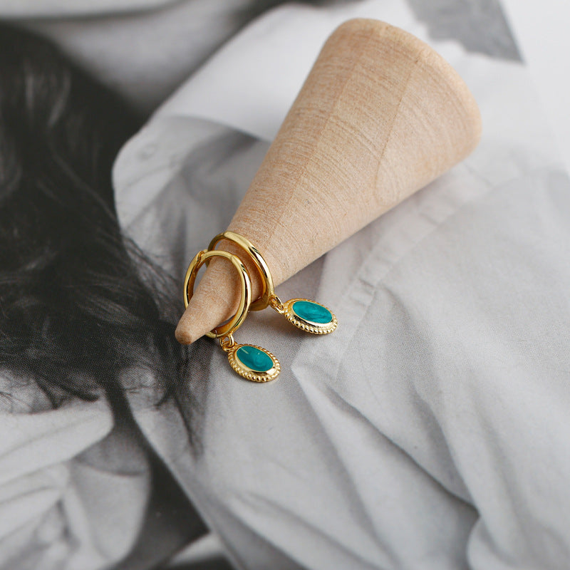 Sterling Silver Opal Hoop Earrings