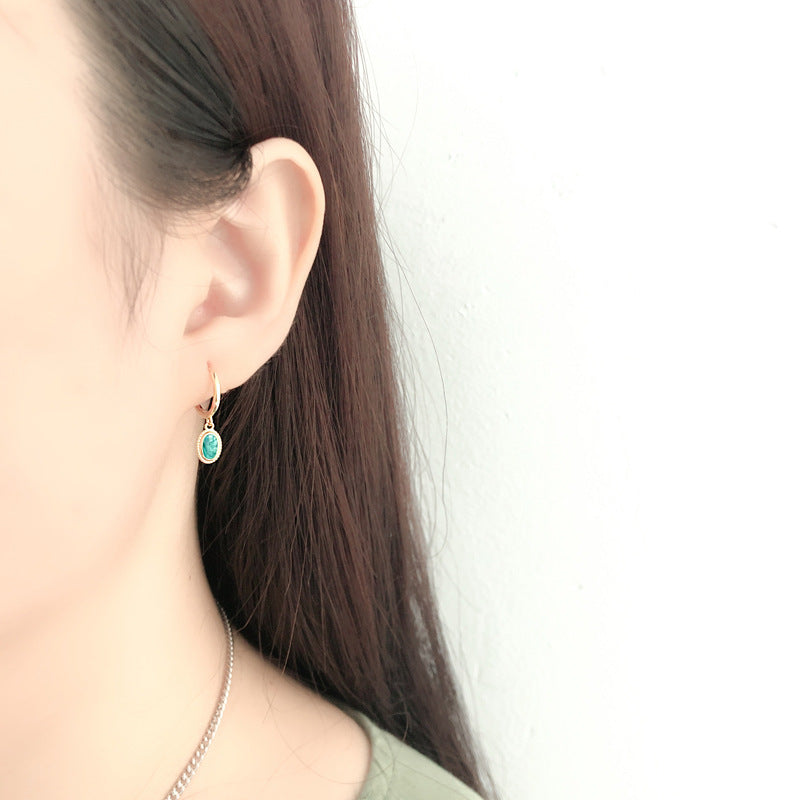 Sterling Silver Opal Hoop Earrings