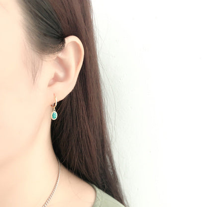 Sterling Silver Opal Hoop Earrings