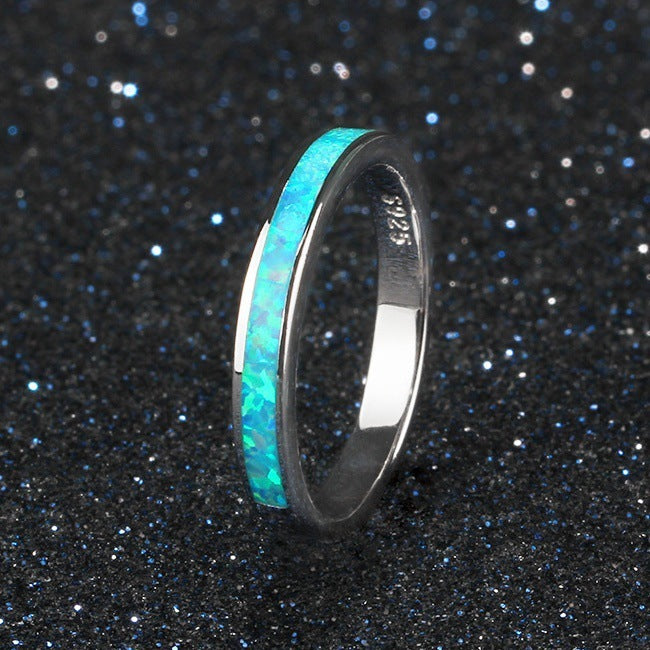 Single Circle Opal Ring in Sterling Silver | Minimalist Round Opal Ring | October Birthstone Gift for Her