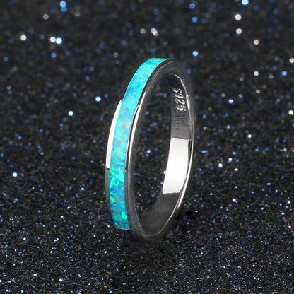 Single Circle Opal Ring in Sterling Silver | Minimalist Round Opal Ring | October Birthstone Gift for Her