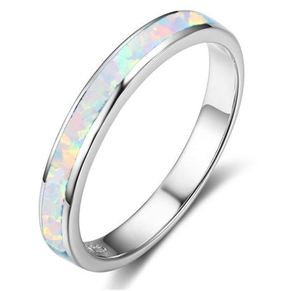 Single Circle Opal Ring in Sterling Silver | Minimalist Round Opal Ring | October Birthstone Gift for Her