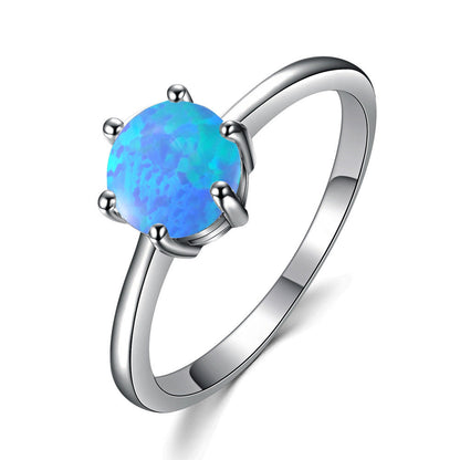 Elegant Opal Solitaire Ring in Sterling Silver | Classic Opal Solitaire Engagement Ring | October Birthstone Gift for Her