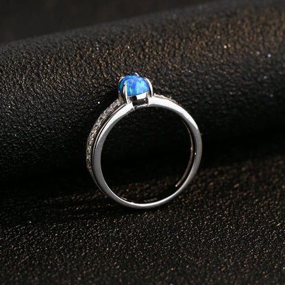 Blue Water Drop Opal Ring in Sterling Silver | Teardrop Blue Opal Ring | October Birthstone Gift for Her