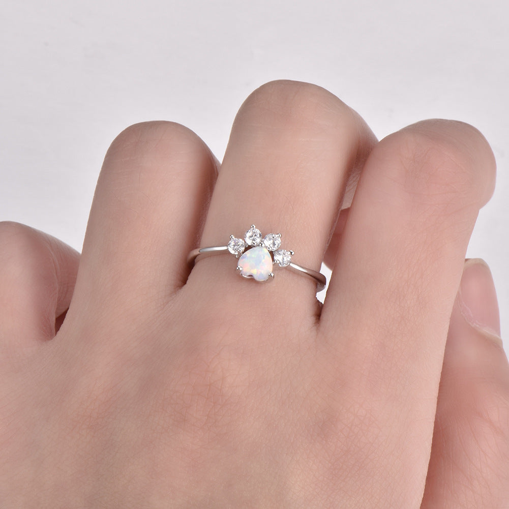 Heart Shaped Opal Ring in 925 Sterling Silver | Bridal and Valentine Gift for Her