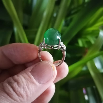 Opal and Emerald Ring in 925 Sterling Silver | Opal with Emerald Accent Ring | October Birthstone Gift for Her