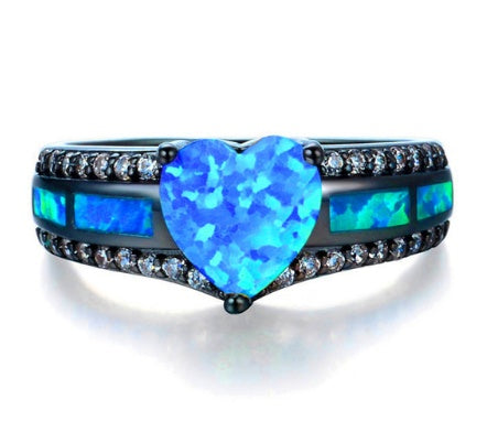 Mystic Heart Opal Gemstone Ring in Sterling Silver | Romantic Heart Opal Ring | October Birthstone Gift for Her