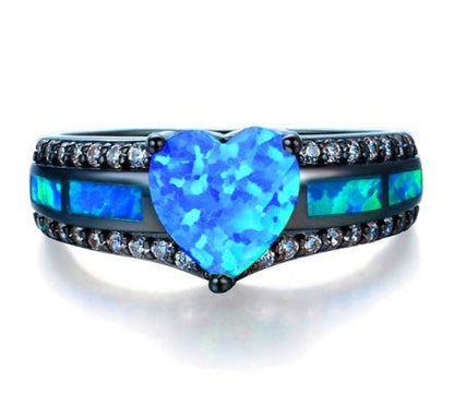 Mystic Heart Opal Gemstone Ring in Sterling Silver | Romantic Heart Opal Ring | October Birthstone Gift for Her