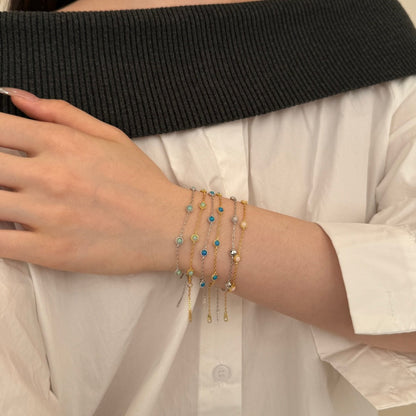 Dainty Opal Station Bracelet in 925 Sterling Silver & Gold plated
