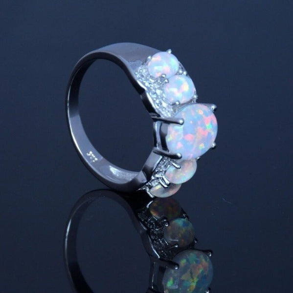 Gold Multi Fire Opal Ring | Vibrant Multicolor Fire Opal Gold Ring | October Birthstone Gift for Her