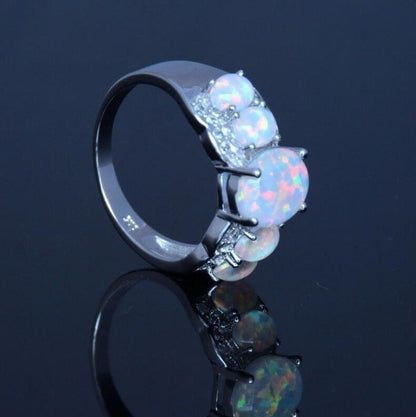 Gold Multi Fire Opal Ring | Vibrant Multicolor Fire Opal Gold Ring | October Birthstone Gift for Her