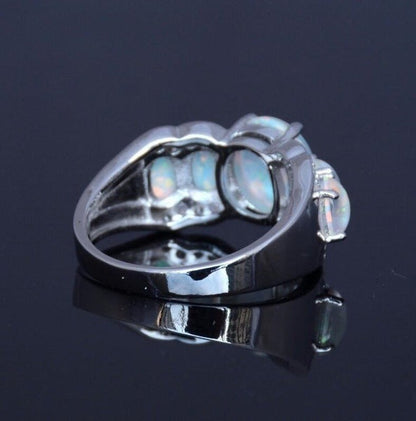 Gold Multi Fire Opal Ring | Vibrant Multicolor Fire Opal Gold Ring | October Birthstone Gift for Her