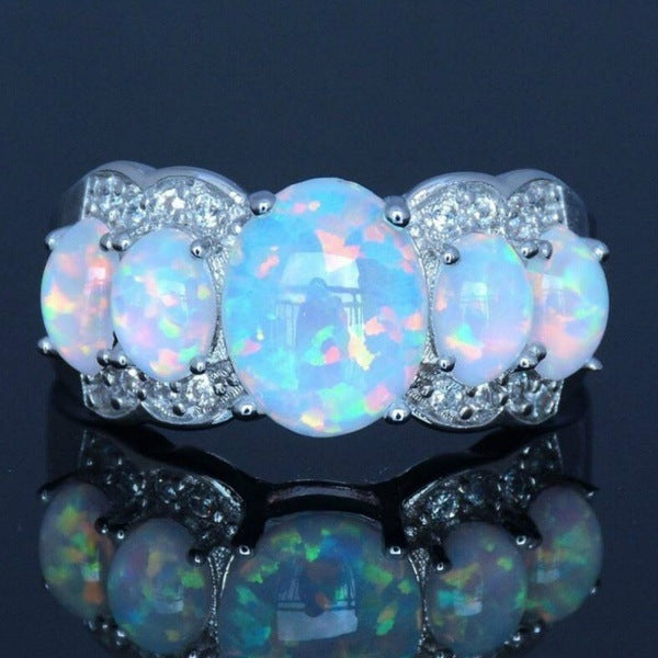 Gold Multi Fire Opal Ring | Vibrant Multicolor Fire Opal Gold Ring | October Birthstone Gift for Her