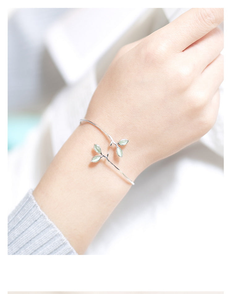 925 Sterling Silver Opal Cuff Bracelet