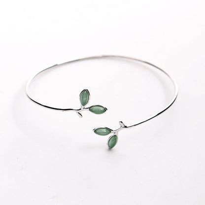 925 Sterling Silver Opal Cuff Bracelet