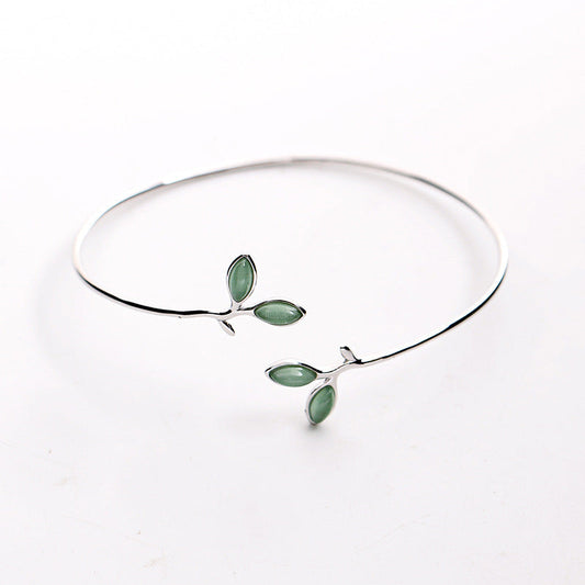 925 Sterling Silver Opal Cuff Bracelet
