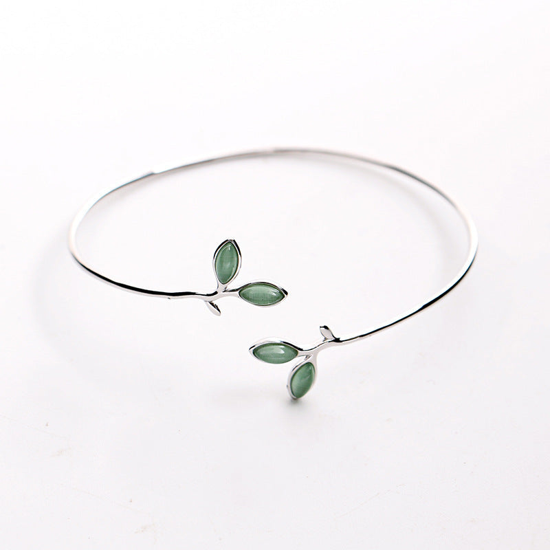 925 Sterling Silver Opal Cuff Bracelet