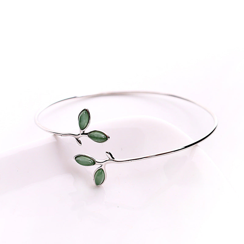 925 Sterling Silver Opal Cuff Bracelet