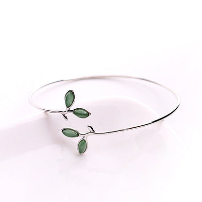 925 Sterling Silver Opal Cuff Bracelet