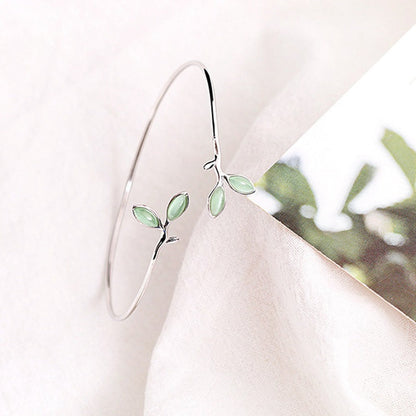 925 Sterling Silver Opal Cuff Bracelet