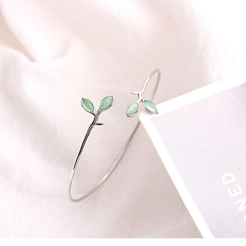 925 Sterling Silver Opal Cuff Bracelet