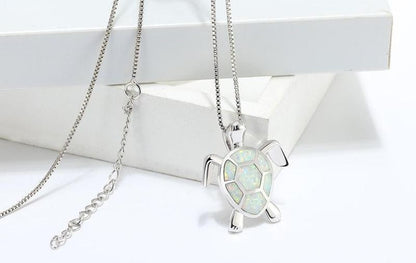 Blue Opal Sea Turtle Necklace