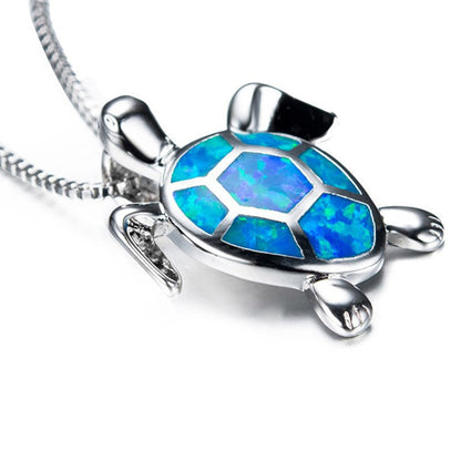 Blue Opal Sea Turtle Necklace