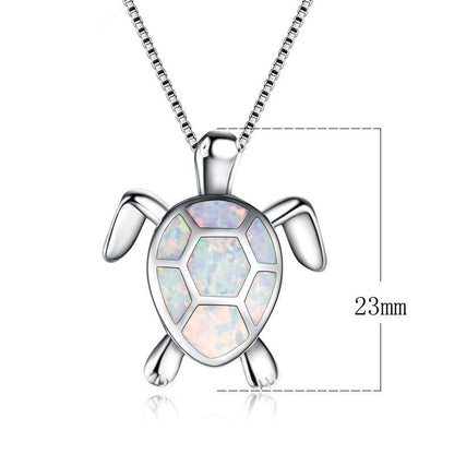 Blue Opal Sea Turtle Necklace